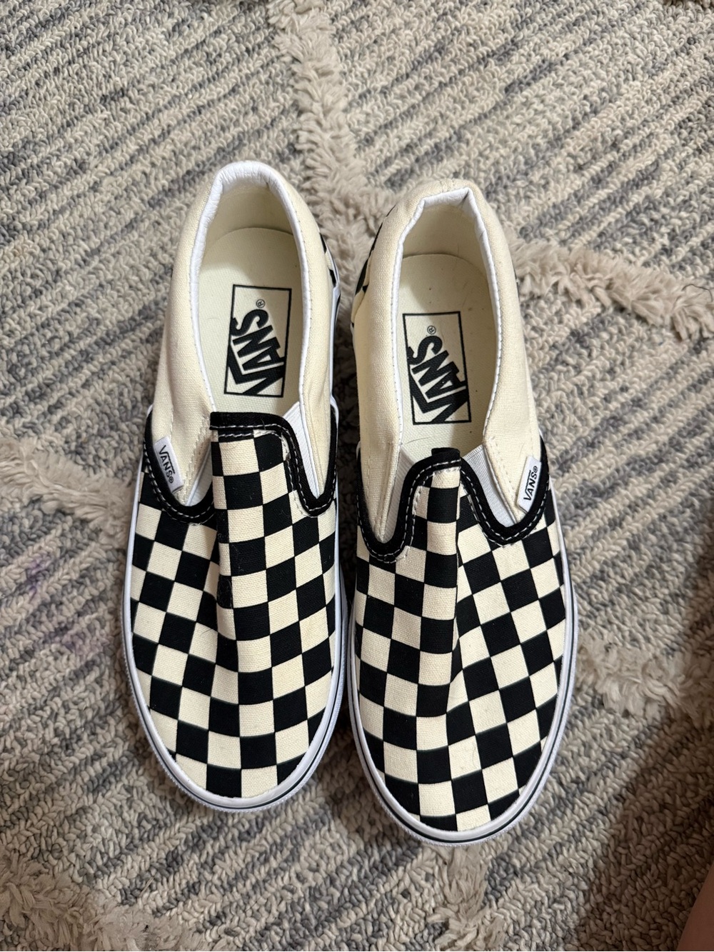Women’s 5.5 Black and White Checkered Platform Vans